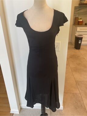 Balenciaga Black Scoop Neck Cap Sleeve Maxi Dress